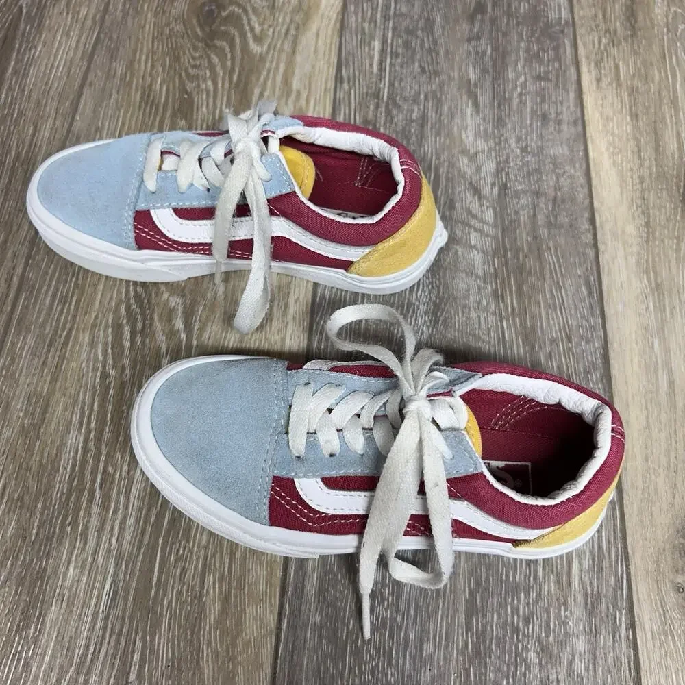 Vans Authentic Kids Youth Size 13 Blue Pink Yellow Low Top Skater Sneaker Shoes